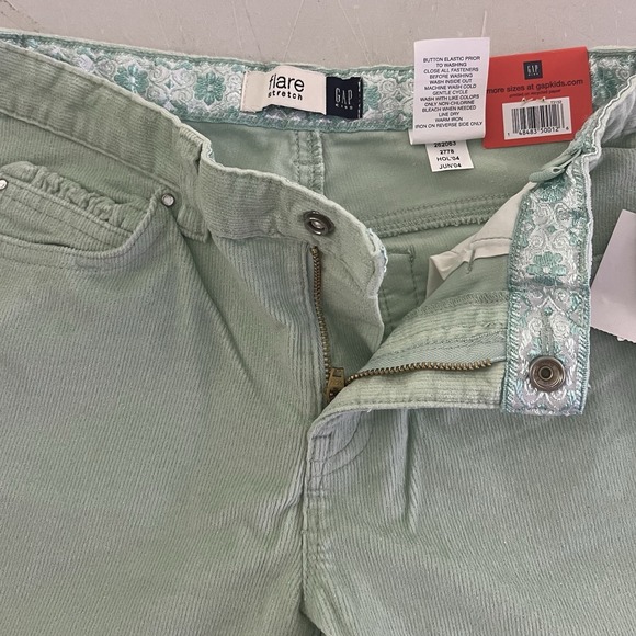 Gap Kids Stretch Flare Corduroy Glitter Pants Girls 12R Mint Y2K Adj.‎ Waist NWT - Picture 5 of 13